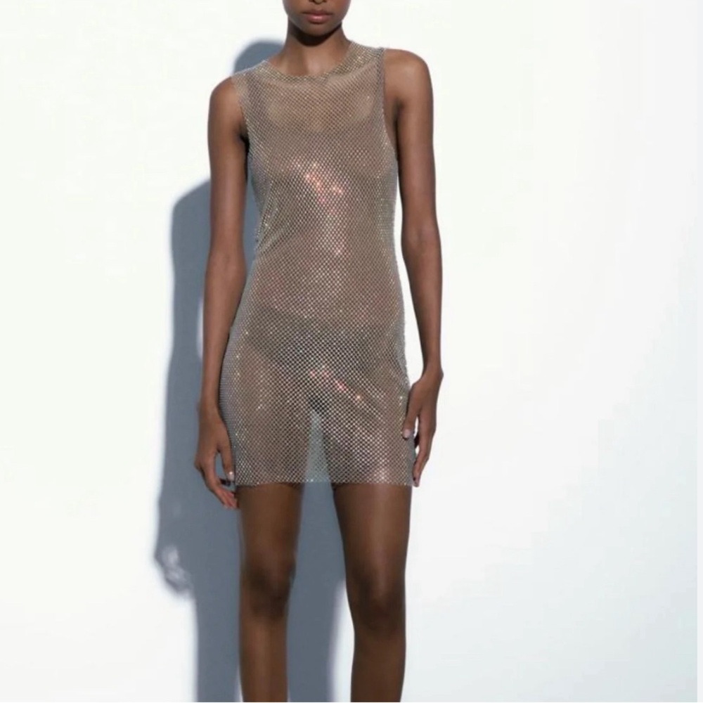 Zara rhinestone mesh dress
